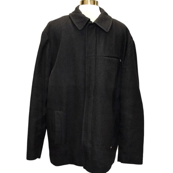 Calvin Klein Black Wool-blend Zip-up/Snap Over Coat - Picture 12 of 12